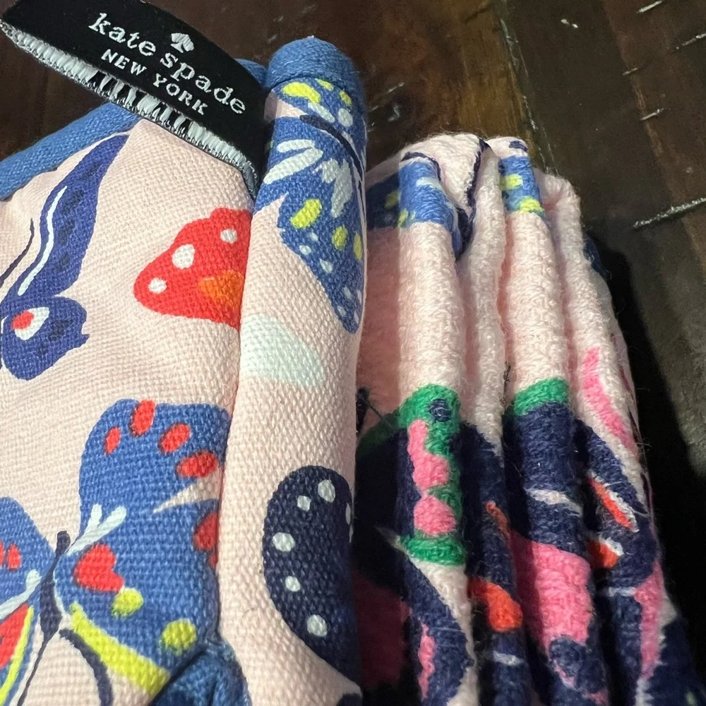 Kate Spade Butterfly Colorful Kitchen Towels and Mini Mitts Set